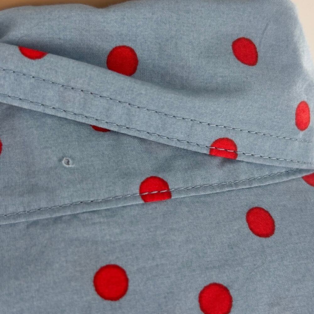 Boden Heron Blue Sienna Red Spaced Dot Cotton Button Down Shirt - Picture 9 of 12